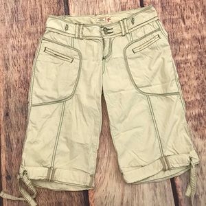Free People Bermuda Green Shorts Size 6 Drawstring